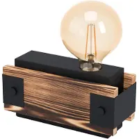 Eglo Layham, Schwarz, Braun, Stahl, Holz, Schlafzimmer, Wohnzimmer, IP20, II, E27
