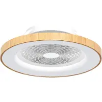 Mantra-Iluminacion Smart LED-Deckenventilator Tibet, holzfarben, leise, Ø 65 cm dimmbar, für Wohn- / Esszimmer, Metall, Modern