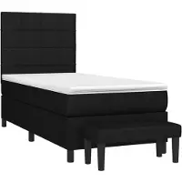 vidaXL Boxspringbett mit Matratze Schwarz 80x200 cm Stoff