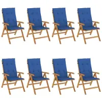 vidaXL Gartenstühle mit Auflagen 8 Stk. Massivholz Teak