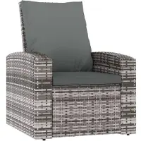 vidaXL Gartensessel Verstellbar mit Kissen Grau Poly Rattan