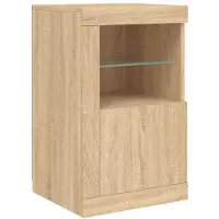 vidaXL Beistellschrank mit LED-Leuchten Sonoma Eiche Holzwerkstoff