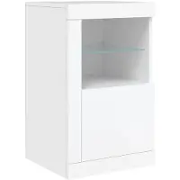 vidaXL Beistellschrank mit LED-Leuchten Weiß Holzwerkstoff
