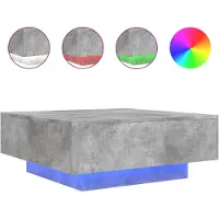 vidaXL Couchtisch mit LED-Leuchten Betongrau 80x80x31 cm