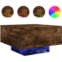 vidaXL Couchtisch mit LED-Leuchten Räuchereiche 55x55x31 cm