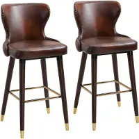 HOMCOM 2er-Set Barhocker Barstuhl Bistrohocker Esszimmerstuhl mit Fußstütze PU