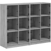 vidaXL Bücherregal mit Türen Grau Sonoma 136x37x109 cm Holzwerkstoff