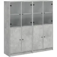 vidaXL Bücherschrank mit Türen Betongrau 136x37x142 cm Holzwerkstoff