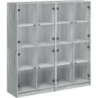 vidaXL Bücherschrank mit Türen Grau Sonoma 136x37x142 cm Holzwerkstoff