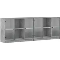 vidaXL Bücherschrank mit Türen Betongrau 204x37x75 cm Holzwerkstoff
