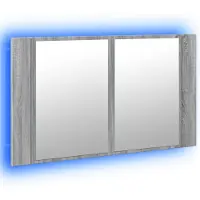 vidaXL LED-Spiegelschrank Grau Sonoma 80x12x45 cm Acryl