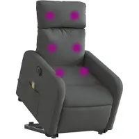 vidaXL Elektrischer Massagesessel mit Aufstehhilfe Dunkelgrau Stoff