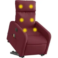 vidaXL Elektrischer Massagesessel mit Aufstehhilfe Weinrot Stoff