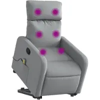vidaXL Massagesessel mit Aufstehhilfe Hellgrau Stoff