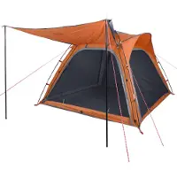 vidaXL Campingzelt 4 Personen Grau und Orange Quick Release Wasserfest