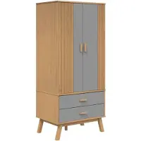 vidaXL Kleiderschrank OLDEN Grau Braun 76,5x53x172cm Massivholz Kiefer
