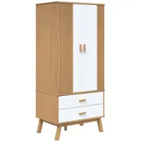vidaXL Kleiderschrank OLDEN Weiß Braun 76,5x53x172cm Massivholz Kiefer