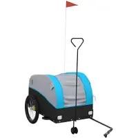 vidaXL Fahrradanhänger Schwarz und Blau 45 kg Eisen