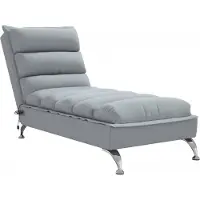 vidaXL Massage-Chaiselongue mit Kissen Hellgrau Stoff