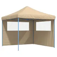 vidaXL Partyzelt Faltbar Pop-Up mit 2 Seitenteilen Beige