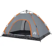 vidaXL Campingzelt 4 Personen Grau und Orange Quick Release