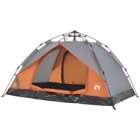 vidaXL Kuppel-Campingzelt 3 Personen Grau und Orange Quick Release