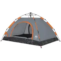vidaXL Campingzelt 2 Personen Grau und Orange Quick Release