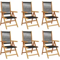 vidaXL Gartenstuhl Verstellbar 6 Stk. Schwarz Massivholz Akazie