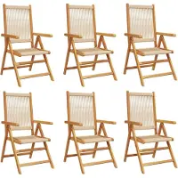 vidaXL Gartenstuhl Verstellbar 6 Stk. Beige Massivholz Akazie