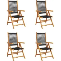 vidaXL Gartenstuhl Verstellbar 4 Stk. Schwarz Massivholz Akazie