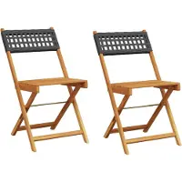 vidaXL Bistrostühle 2 Stk. Schwarz Massivholz Akazie und Poly Rattan