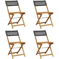 vidaXL Gartenstühle 4 Stk. Klappbar Schwarz Poly Rattan & Massivholz