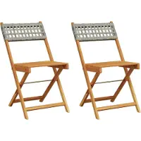 vidaXL Bistrostühle 2 Stk. Grau Massivholz Akazie und Poly-Rattan