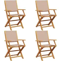 vidaXL Gartenstühle 4 Stk. Klappbar Taupe Stoff und Massivholz