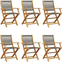 vidaXL Gartenstühle 6 Stk. Klappbar Grau Massivholz Akazie