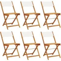 vidaXL Gartenstühle 6 Stk. Klappbar Cremeweiß Stoff und Massivholz