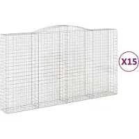 vidaXL Gabionen mit Hochbogen 15Stk. 400x50x220/240cm Verzinktes Eisen