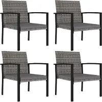 vidaXL Garten-Essstühle 4 Stk. Poly Rattan Grau