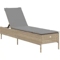 vidaXL Sonnenliege mit Auflage Beige Poly Rattan