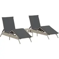 vidaXL Sonnenliegen 2 Stk. mit Tisch Hellgrau Poly Rattan