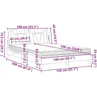 vidaXL Bett "Viana" mit Matratze Weiß 140x190 cm Kunstleder