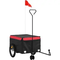 vidaXL Fahrradanhänger Schwarz und Rot 45 kg Eisen