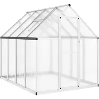 vidaXL Gewächshaus mit Fundamentrahmen Silber 224x169x195cm Aluminimum