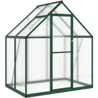 vidaXL Gewächshaus mit Fundamentrahmen Grün 169x114x195 cm Aluminimum