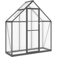 vidaXL Gewächshaus mit Fundamentrahmen Anthrazit 169x58x195 cm Alu