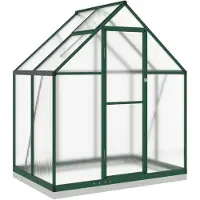 vidaXL Gewächshaus mit Fundamentrahmen Grün 169x114x202 cm Aluminimum