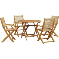 vidaXL 5-tlg. Garten-Essgruppe Polypropylen und Massivholz Beige
