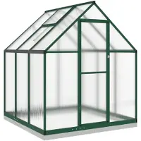 vidaXL Gewächshaus mit Fundamentrahmen Grün 169x169x202 cm Aluminimum