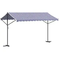 vidaXL Freistehende Markise Blau und Weiß 400x300 cm Stoff und Stahl