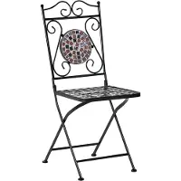 Beliani Gartenstühle 2er Set Schwarz u. Gold aus Metall Mosaik Muster Zusammenklappbar Klappstühle Outdoor Terrassenmöbel Gartenmöbel Balkonmöbel